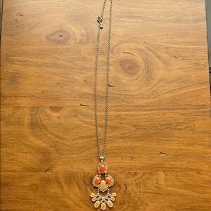 J.CREW. Elegant Orange and Cream Pendant Necklace